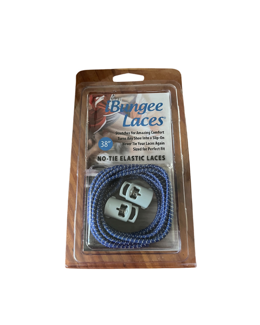 CORDONES SPEED LACES IBUNGEE LACES  38 "  AZULES CON BLANCO
