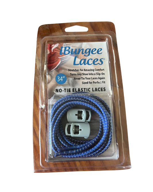 CORDONES SPEED LACES  IBUNGEE LACES 34"  AZUL CON LINEAS BLANCAS