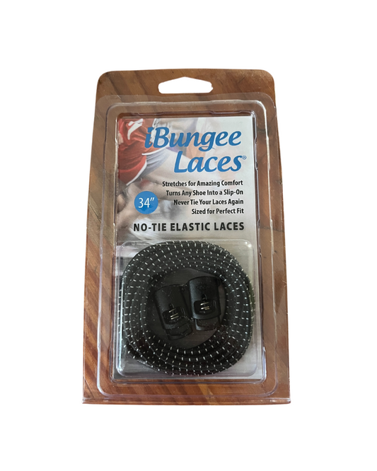 CORDONES IBUNGEE LACES 34 " NEGRO CON LINEAS BLANCAS
