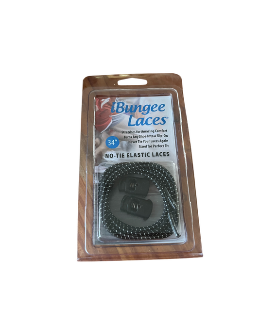 CORDONES SPEED LACES  IBUNGEE LACES 34 " NEGRO CON LINEAS BLANCAS