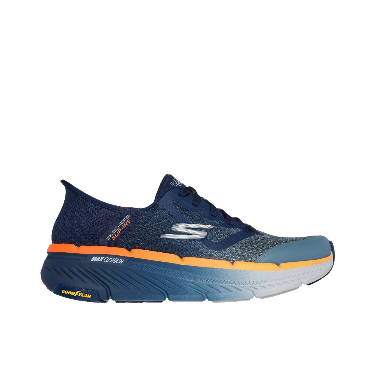 ZAPATILLA SKECHERS MENS RUN MAX CUSHIONING PREMIERE 2.0  NAVY/ORANGE